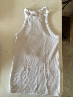 Commando White Ribbed High-Neck Tank